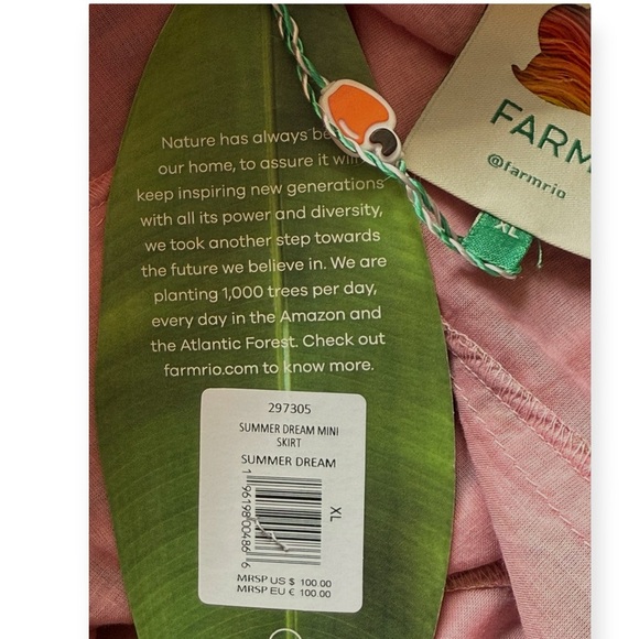 NWT Farm Rio Summer Dream Ruffle Tropical Pink Multicolor Mini Skirt Short XL - Picture 7 of 8